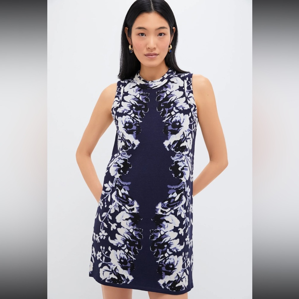 Tuckernuck Indigo Reflection Knit Jacquard Marie Dress NWT